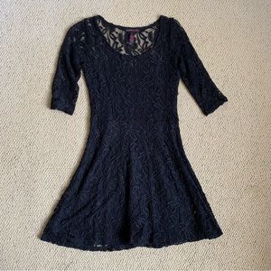 Material Girl Black Lace Sweetheart Pullover Skater Dress